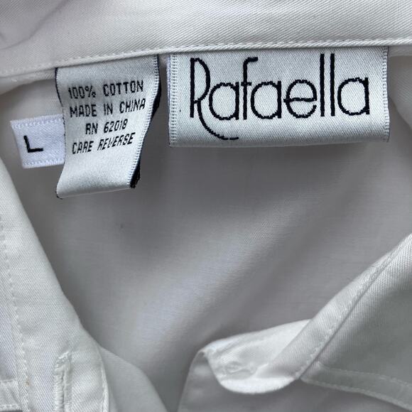 VTG Rafaella Shirt Sz L Cute Cats Holiday Christmas White Embroidered Button Up - Picture 11 of 13